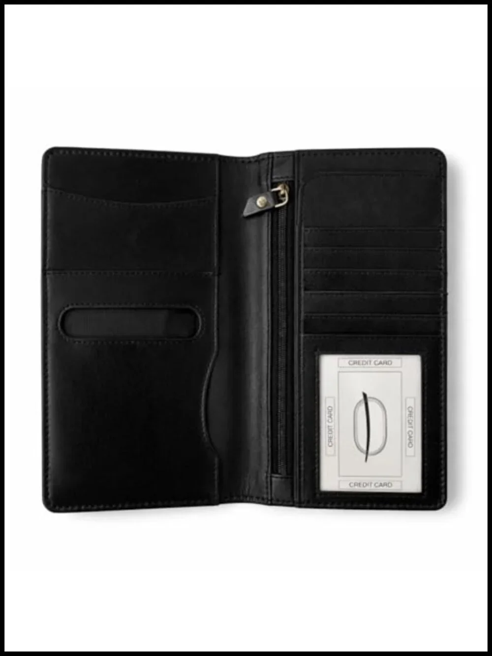 Genuine Leather Passport Holder Wallet with Card Slots, ID Window & Zipper